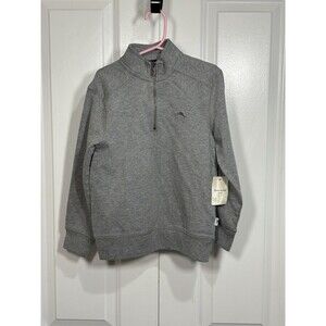 Tommy Bahama Kids Quarter Zip L Gray NWT Pullover Sweater Soft Classic Cozy